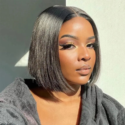 Lekker Wear and Go Short Straight Bob Human Hair Lace Wig For Women Brazilian Remy Hair Glueless Pixie Middle Part Lace Easy Wig Hebdo Store