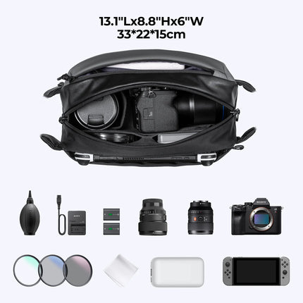 K&F Concept Portable Single Shoulder Camera Bag Multi-functional Waterproof Photography DSLR Lens Handbag with Tripod Bag HEBDO STORE