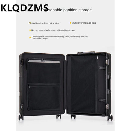 KLQDZMS Suitcase with Wheels Full Aluminum Magnesium Alloy Trolley Case Men 20 "24" 28 Inch Boarding Box Women's Luggage HEBDO STORE