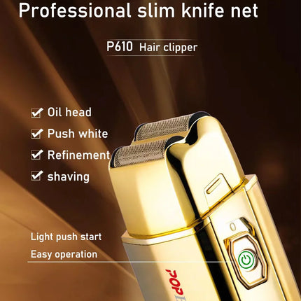 POP Barbers P610 P610F Professional  Oil Head Electric Hair Clippers Golden Oil Gradient Push Man Electric Shaver Hair Trimmer HEBDO STORE