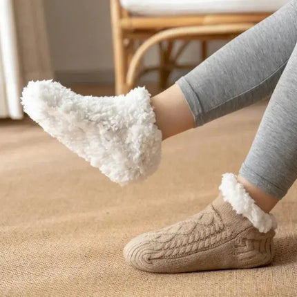 Warm Non Slip Socks Thermal Men Winter Short Cotton Thickened Family Sleep Soft Grip Plush Floor Slipper Sock Fluffy Women 2024 HEBDO