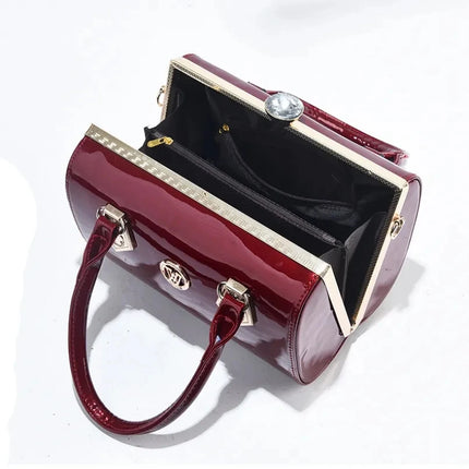 Leather Women'S Bags Europe Diamond Ladies Handbags Bright Shoulder Bag Famous Brand Ladies Wedding Party Bag HEBDO STORE