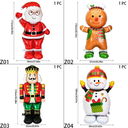 Large Christmas Foil Balloon Snowman Gingerbread Man Santa Claus Balloons Christmas Party Supplies Navidad New Year Party Decor HEBDO STORE