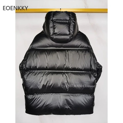 EOENKKY Couples Fashion Hooded Down Jacket Men's Short Bread Jacket Women's Casual Top Coat 1: 1 High Quality Winter Down Jacket HEBDO STORE