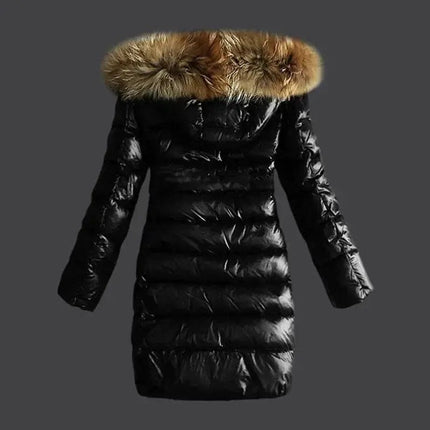 Women's Winter New Fashion Casual Slim Cotton Jacket Faux Fur Collar and Hooded  Warm Jacket Coat Hooded Pu Leather Zipper FRANTZDOL STORE