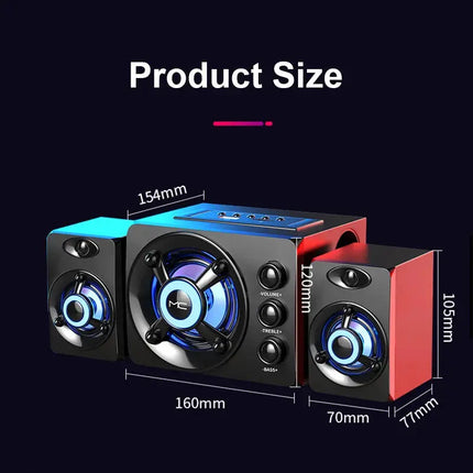 HIFI 3D Stereo Alto-falantes Coloridos LED Luz Pesada AUX USB Com Fio Sem Fio Bluetooth Áudio Home Theater Surround Som Bar TV HEBDO