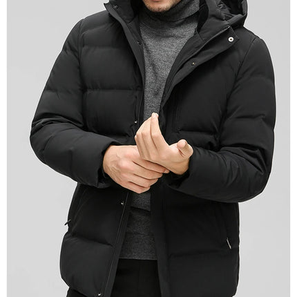 Black Winter Men's Down Jacket White Duck Down Detachable Hood Clothes Jack -20 dégré HEBDO STORE