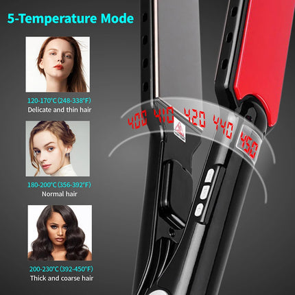 Hair Straightener Titanium 480F High Temperature Professional Wide Plates Irons PTC Treatment Hair Flat Iron and Brush HEBDO STORE