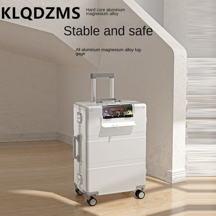 KLQDZMS Suitcase with Wheels Full Aluminum Magnesium Alloy Trolley Case Men 20 "24" 28 Inch Boarding Box Women's Luggage HEBDO STORE