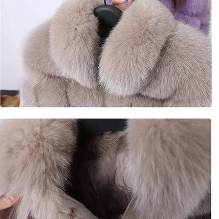 MAOMAOKONG 2023 Trend New Real Fur Coat Natural Fox Fur Women's Winter Coats Short Jackets Female Clothing Vests Fashion HEBDO STORE