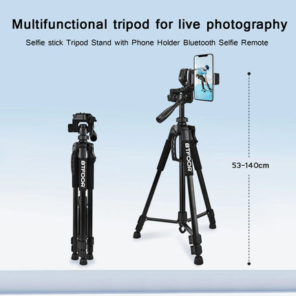 Phone Travel Self Tripod  Aluminum Tall 55” 140CM Stand With Quick Plates Mount Pan Head For Canon Nikon DSLR SLR Digital Camera HEBDO STORE