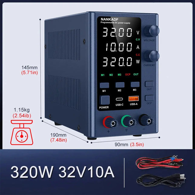 NANKADF DC Power Supply, 0-30V 0-10A with High Accuracy 4-Digit LED Display, 5V/2A USB Port, Encoder Adjustment N-GA3010H HEBDO