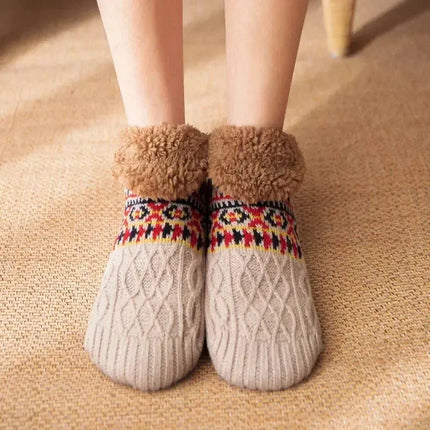 Warm Non Slip Socks Thermal Men Winter Short Cotton Thickened Family Sleep Soft Grip Plush Floor Slipper Sock Fluffy Women 2024 HEBDO