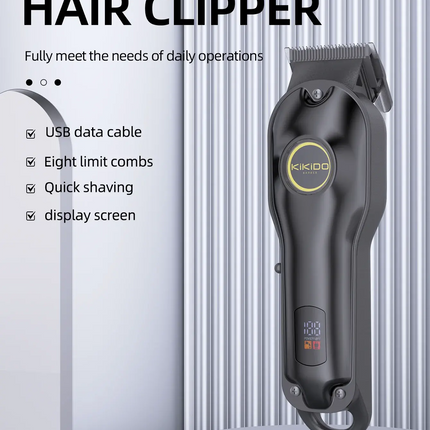 KIKIDO Hair Clipper Men Professional Cordless Barber Trimmer Hair Cutting Grooming Rechargeable Electric HEBDO STORE