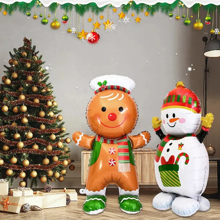 Large Christmas Foil Balloon Snowman Gingerbread Man Santa Claus Balloons Christmas Party Supplies Navidad New Year Party Decor HEBDO STORE