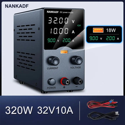 NANKADF DC Power Supply, 0-30V 0-10A with High Accuracy 4-Digit LED Display, 5V/2A USB Port, Encoder Adjustment N-GA3010H HEBDO