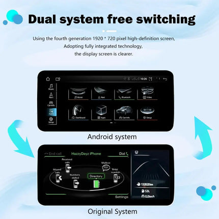 Car Stereo Android Auto Wireless Carplay 8 Core 12.3" For Audi Q5 2009-2016 RHD WIFI 4G SIM Split Screen BT GPS Navi Multimedia HEBDO