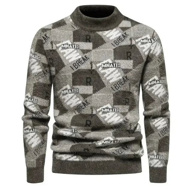 Fashion Patchwork Knitted Sweater Men Autumn Winter HEBDO