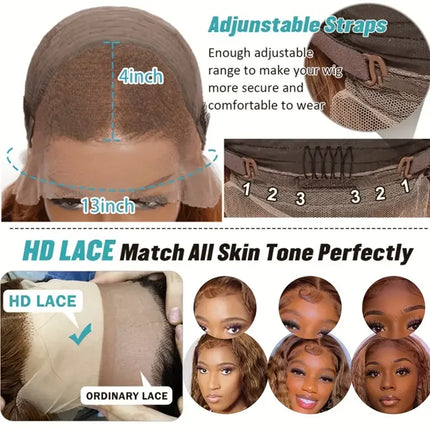 Highlight Deep Wave Frontal Wig 13x6 Hd Lace Brown Lace Front Human Hair Wigs Glueless Wig Human Hair Ready To Wear HEBDO STORE