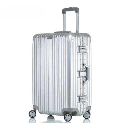 100% Aluminum-magnesium alloy Travel Suitcase Rolling Luggage 20/24/28 inch Trolley Luggage Carry-On Cabin Suitcase  Inch Silver HEBDO STORE