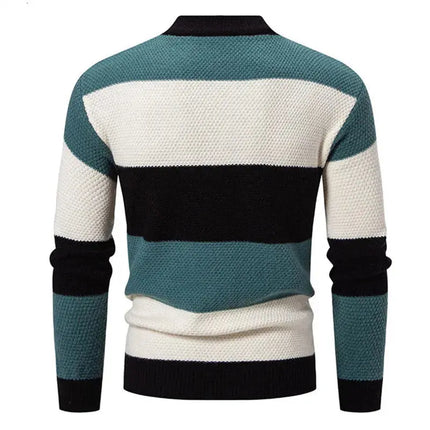 Fashion Patchwork Knitted Sweater Men Autumn Winter HEBDO