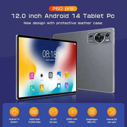 Global 12.0inch IPS Display Tablet P60Pro 16GB+1TB Android13 Google Play 5G Dual Sim 8800mAh Original Tablet Support Language HEBDO STORE