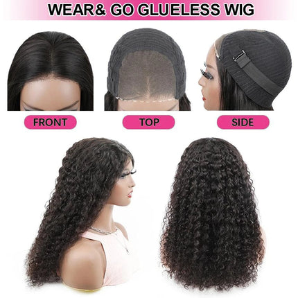 Water Wave Glueless Wig Pre-Cut HD Lace Wig 180% Pre-Plucked Natural Wave Glueless Curly Human Hair Wigs For Women HEBDO STORE