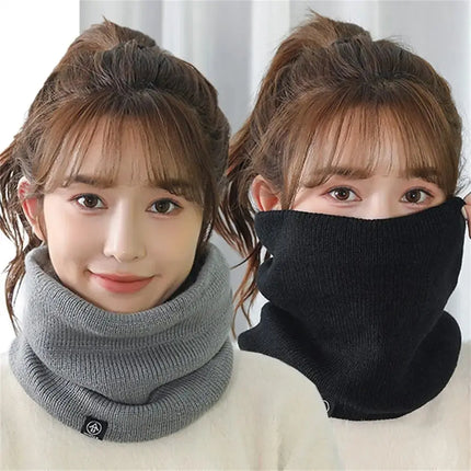 Fashion Soft Knitted Neck Warmer Sport Scarf Women Men Face Cover Winter Skating Running Warm Scarves Thick Cold-proof Collar HEBDO STORE