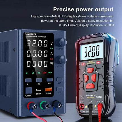 NANKADF DC Power Supply, 0-30V 0-10A with High Accuracy 4-Digit LED Display, 5V/2A USB Port, Encoder Adjustment N-GA3010H HEBDO