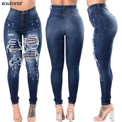 Women Ripped Jeans HEBDO STORE