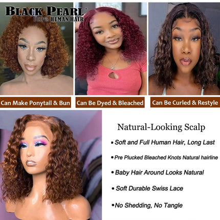 HD Lace Brown Curly Bob Wig Human Hair 13X7X2 Lace Front Wigs Pre Plucked with Baby Hair Glueless Short Curly Wavy Human Hair HEBDO STORE