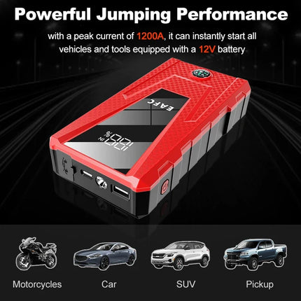 Super Capacitor Car Jump Starter 2000A/1200A Car Booster Device Portable Battery Starters Charger Starting for Emergency Device HEBDO STORE