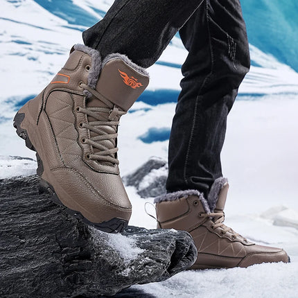 NeW Men Winter Snow Boots For Waterproof Leather Sneakers Super Warm Men's Boots Outdoor Male Hiking Boots Work Shoes Size 39-48 HEBDO STORE