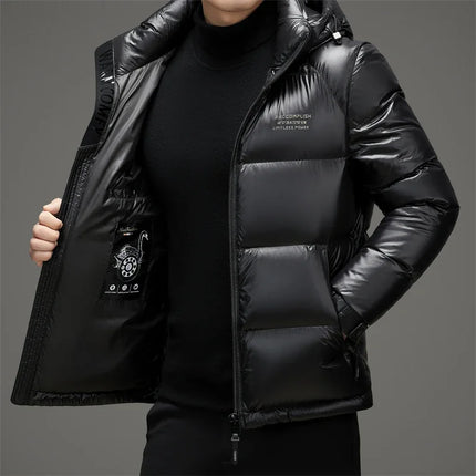 Super Down Jacket 2024 Winter New Short Coat Thickened Designer Clothing Hooded Casual Heating Luxury Down Ultra-light Filling HEBDO STORE