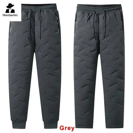 Winter Zip Pockets Thicken Fleece Sweatpants Men Joggers Black Grey Down Cotton Warm Pants Male Water Proof Thermal Trousers 7XL HEBDO STORE