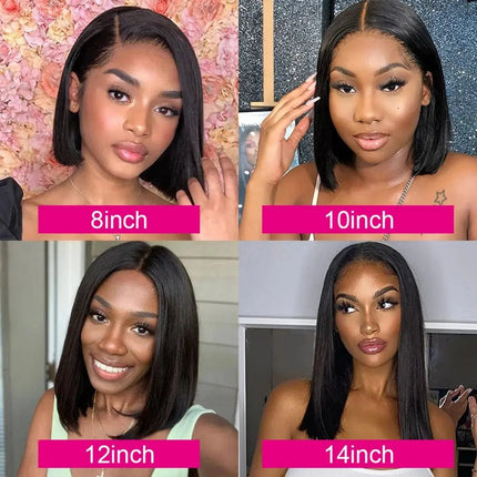 Wear And Go Glueless Straight Bob Wig Brazilian Lace Front Human Hair Wigs Bone Straight Transparent Lace Closure Wig Ready to Hebdo Store