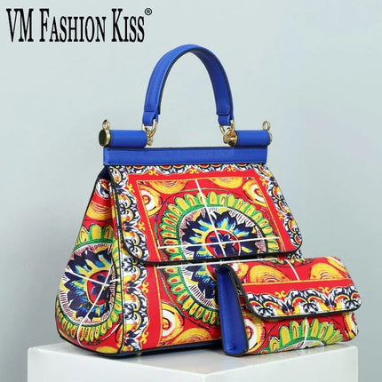 VM FASHION KISS Classic Crossbody Bags For Women Frame Handbags And Purses Set Luxury Wallet Suit Printing Shoulder Totes Ladies HEBDO STORE