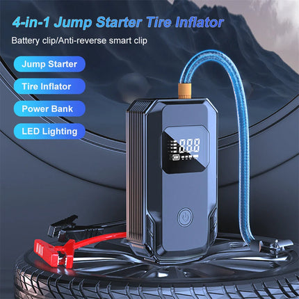 Car Jump Starter Air Compressor Portable Booster Charger 1200A Powerful Battery Starting Device with Flashlight Tire Inflator Hebdo Store