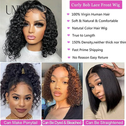 Water Wave Lace Front Short Bob Wig Transparent T Part Lace Human Hair Wigs for Women PrePlucked Brazilian Short Bob Wigs OnSeal Hebdo Store