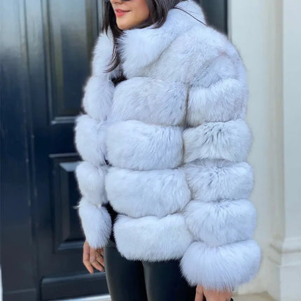 QUEENTINA Natural Real Fox Fur Coat Fashion Winter Jacket Women Warm Genuine New Luxury Designer Clothes With Layers Black Sets HEBDO