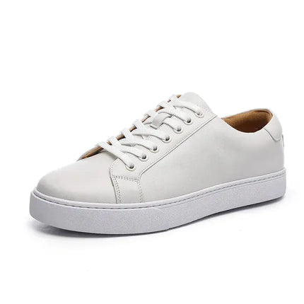 British Leather Thick Bottom Trend Korean Version Casual Top Layer Cowhide Hand-painted Men's Leather Sneakers White Shoes Men Hebdo Store