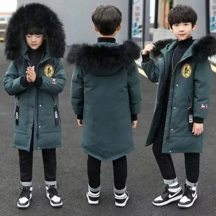 Winter Boys Thicken Long Jackets For kids 4-16Y Keep Warm Casual Hoodies Kids Coats Long Sleeve Children Windbreaker Outerwear Hebdo Store