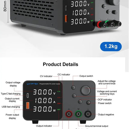 Wanptek DC Power Supply 30V 10A 5A Variable Bench Power Supply Adjustable Lab Power Supply 60V 5A 120V 3A  Voltage Regulator HEBDO