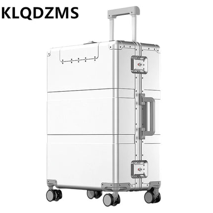 KLQDZMS Suitcase with Wheels Full Aluminum Magnesium Alloy Trolley Case Men 20 "24" 28 Inch Boarding Box Women's Luggage HEBDO STORE