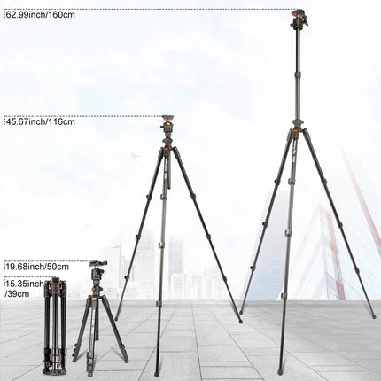 WalkingWay 62.99 Inch Professional High Camera Tripod for DSLR Portable Aluminum Travel Tripod with 360Degree Panorama Ball Head HEBDO STORE