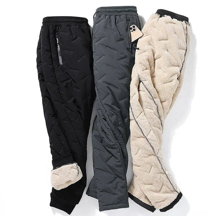 Winter Zip Pockets Thicken Fleece Sweatpants Men Joggers Black Grey Down Cotton Warm Pants Male Water Proof Thermal Trousers 7XL HEBDO STORE