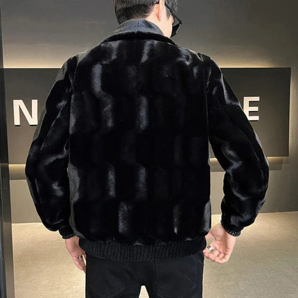 Winter New Men High Quality Faux Fur Coat Male Mink Fur Slim V-neck Fashion Outwear Casual Large Size Solid Color Warm Outcoat HEBDO STORE