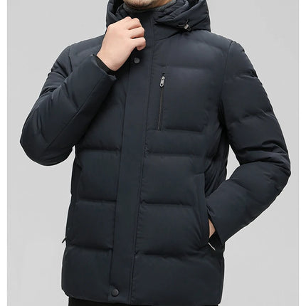 Black Winter Men's Down Jacket White Duck Down Detachable Hood Clothes Jack -20 dégré HEBDO STORE