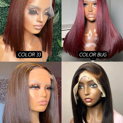 13x4 Lace Front Human Hair Wig Transparent Lace Frontal Wigs For Black Women Short Bob Wig Glueless Remy Straight Natural Wig HEBDO STORE