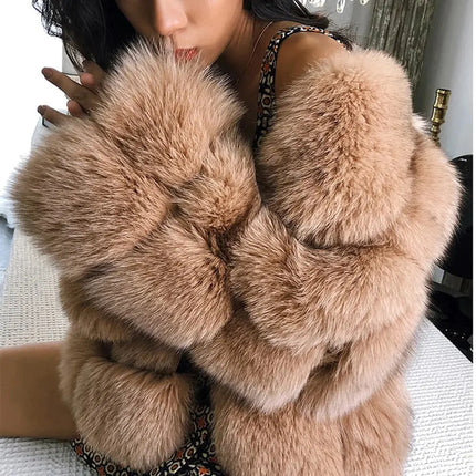 QUEENTINA Real Fur Short Coat Fashion Women Natural Fox Winter HEBDO